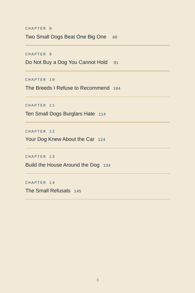 Interior page preview discussing dog handling and household security